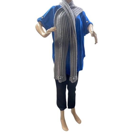 Juicy Couture Scarf Soft Lining Jeweled Neck Warmer Gray Metallic Cable Knit - Picture 9 of 11